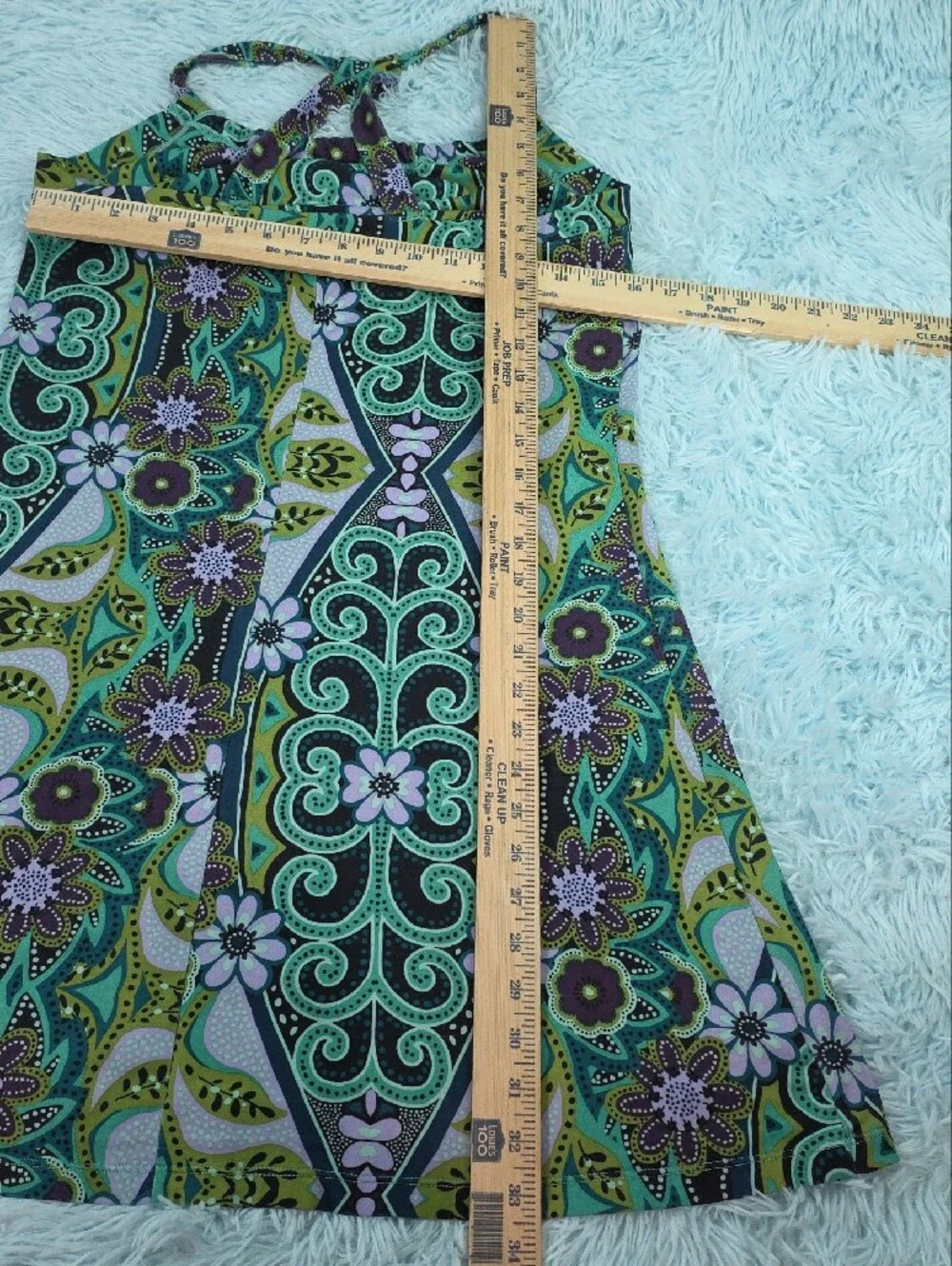 PrAna Green Teal Floral Paisley Strappy T-Back Quinn‎ Sundress No size tag